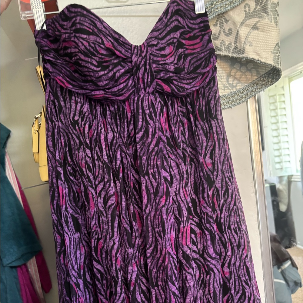 EXPRESS PURPLE STRAPLESS CHIFFON DRESS